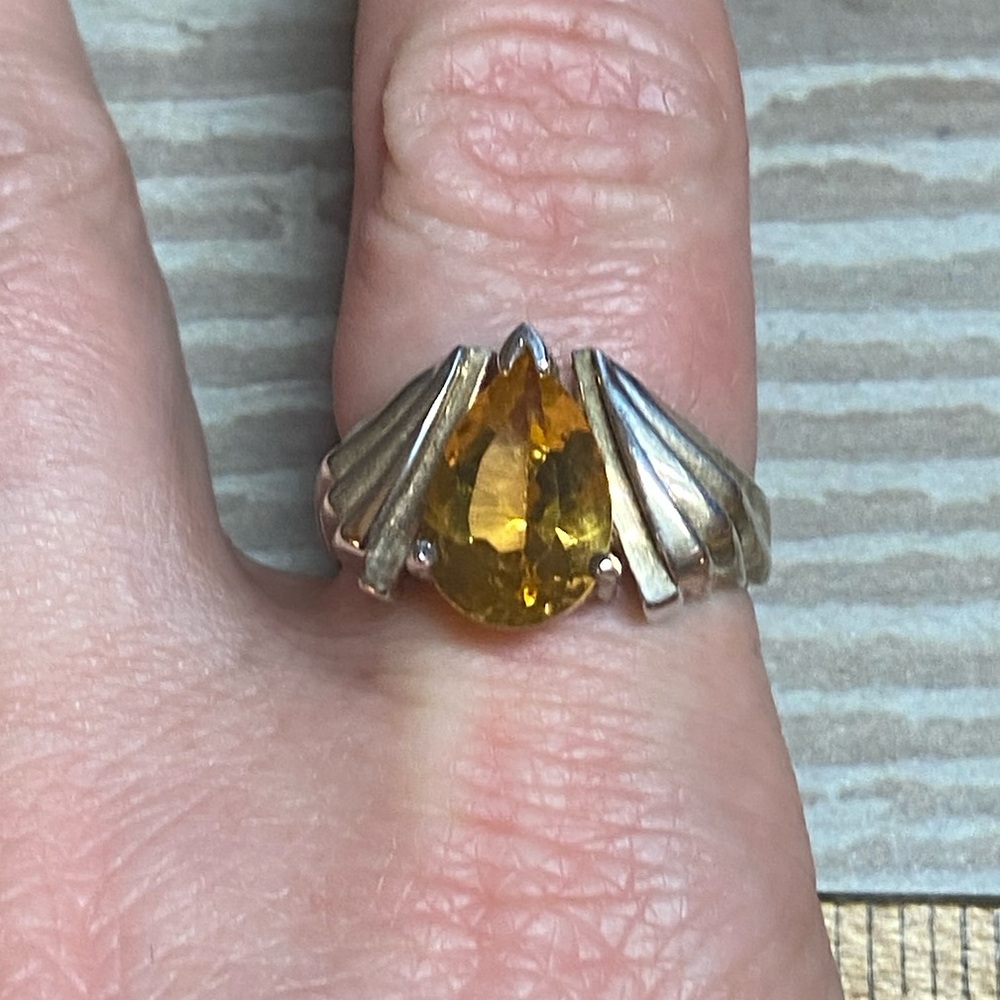 Silver Ring with Yellow Gemstone